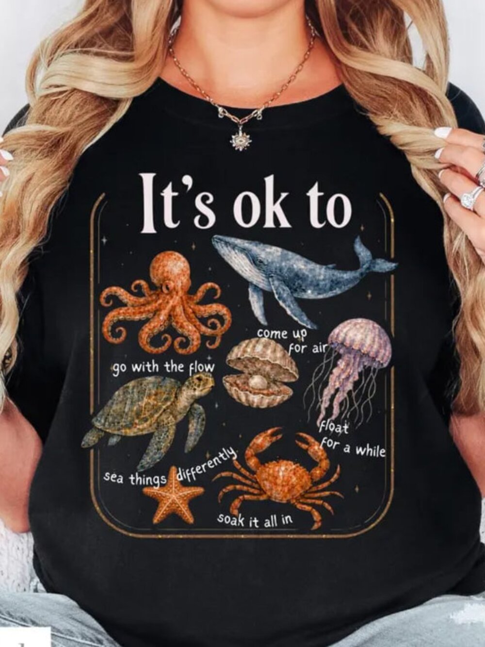 Graphic Ocean Animals Shirt, Cute Teaching Tee